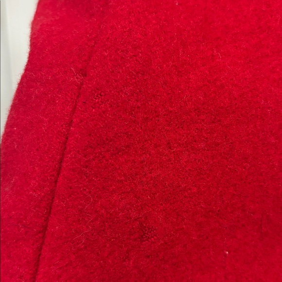 Donnybrook red and black 100% wool coat with genuine fur trim hood size 12 - Picture 13 of 16